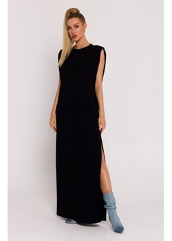 Moe sukienka maxi z poduszkami na ramionach czarna M790 ze sklepu intimiti.pl w kategorii Sukienki - zdjęcie 187891110