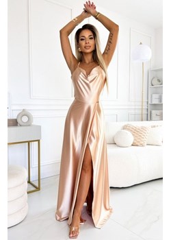 Numoco 547-1 PERLA satynowa długa suknia z ekskluzywnym dekoltem na plecach ze sklepu intimiti.pl w kategorii Sukienki - zdjęcie 187891223