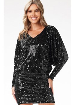Awama A700 kimonowa sukienka cekinowa mini czarna ze sklepu intimiti.pl w kategorii Sukienki - zdjęcie 187891240