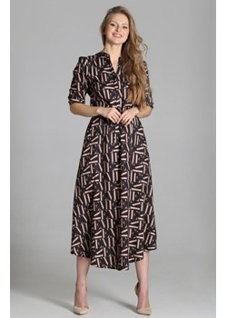 Długa sukienka z rękawem 3/4 i troczkiem literki ciemne SUK205 ze sklepu intimiti.pl w kategorii Sukienki - zdjęcie 187891252