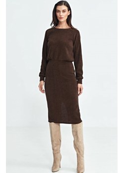 Sukienka z dzianiny prążkowanej brązowa ze sklepu intimiti.pl w kategorii Sukienki - zdjęcie 187891293