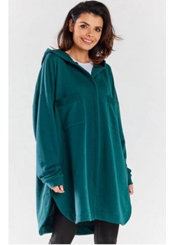 Bluza damska oversize z kapturem zielona M281 ze sklepu intimiti.pl w kategorii Bluzy damskie - zdjęcie 187891430