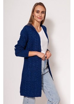 MKM PA019 kardigan z kapturem kobaltowy ze sklepu intimiti.pl w kategorii Swetry damskie - zdjęcie 187891464
