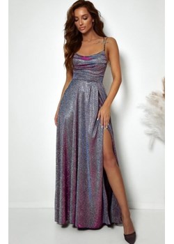 Duet Valeria maxi sukienka z wiązaniem połysk lux srebrna ze sklepu intimiti.pl w kategorii Sukienki - zdjęcie 187891480