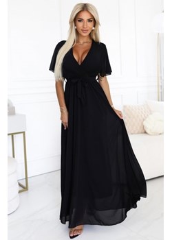 Numoco 545-5 długa sukienka z plisowanym dekoltem i wiązaniem ze sklepu intimiti.pl w kategorii Sukienki - zdjęcie 187891540