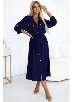 Numoco 531-6 szmizjerka midi ze złotymi guzikami i wiązaniem ze sklepu intimiti.pl w kategorii Sukienki - zdjęcie 187891573