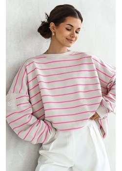 Oversizowa bluza damska w paski beżowa Flowy ze sklepu intimiti.pl w kategorii Bluzy damskie - zdjęcie 187891692
