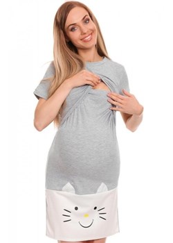 Koszula nocna do karmienia kotek szara 0126 ze sklepu intimiti.pl w kategorii Bielizna ciążowa - zdjęcie 187891794