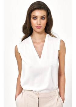 Wiskozowa bluzka bez rękawów w kolorze ecru ze sklepu intimiti.pl w kategorii Bluzki damskie - zdjęcie 187892160