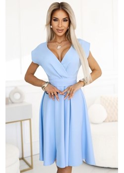 Numoco 348-12 SCARLETT rozkloszowana sukienka midi z kopertowym dekoltem i paskiem ze sklepu intimiti.pl w kategorii Sukienki - zdjęcie 187892841