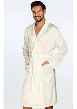 Dkaren Lukas satynowy szlafrok męski ecru ze sklepu intimiti.pl w kategorii Szlafroki męskie - zdjęcie 187892842
