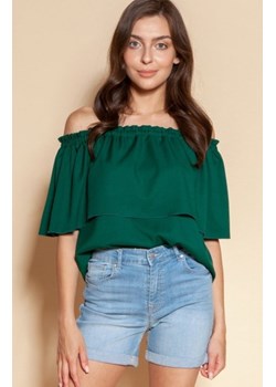 Bluzka hiszpanka z odkrytymi ramionami zielona BLU153 ze sklepu intimiti.pl w kategorii Bluzki damskie - zdjęcie 187892943