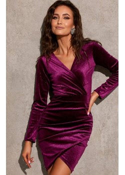 Sukienka ołówkowa welur fioletowa 0318 połysk ze sklepu intimiti.pl w kategorii Sukienki - zdjęcie 187893253