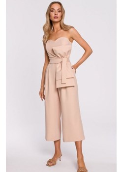 Gorsetowy kombinezon z kokardą beżowy M571 ze sklepu intimiti.pl w kategorii Kombinezony damskie - zdjęcie 187893330