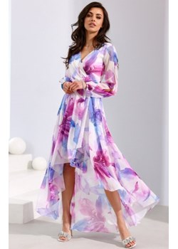 Asymetryczna maxi sukienka szyfonowa w kolorowe kwiaty ze sklepu intimiti.pl w kategorii Sukienki - zdjęcie 187893602