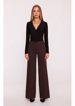 Moe spodnie z szerokimi nogawkami brązowe M875 ze sklepu intimiti.pl w kategorii Spodnie damskie - zdjęcie 187893632