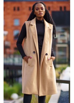 Długa kamizelka damska karmelowa ze sklepu intimiti.pl w kategorii Kamizelki damskie - zdjęcie 187893750