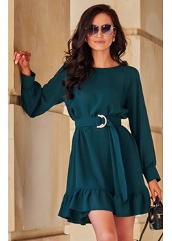 Oversizowa mini sukienka z paskiem zielona ze sklepu intimiti.pl w kategorii Sukienki - zdjęcie 187893760