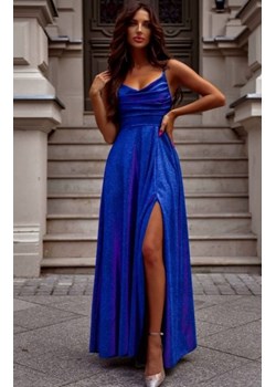 Duet Valeria maxi sukienka z wiązaniem połysk lux chabrowa ze sklepu intimiti.pl w kategorii Sukienki - zdjęcie 187893774