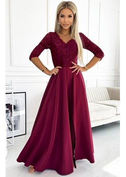 Numoco 309-9 AMBER elegancka długa suknia maxi z koronkowym dekoltem ze sklepu intimiti.pl w kategorii Sukienki - zdjęcie 187894040