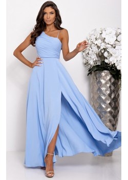 Duet Monako asymetryczna długa sukienka z wiązaniem błękitna ze sklepu intimiti.pl w kategorii Sukienki - zdjęcie 187894050