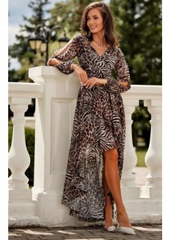 Asymetryczna maxi sukienka szyfonowa w panterkę ze sklepu intimiti.pl w kategorii Sukienki - zdjęcie 187894480
