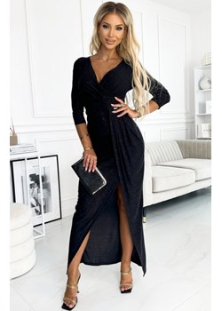 Numoco 404-6 błyszcząca długa sukienka z dekoltem i rozcięciem na nodze ze sklepu intimiti.pl w kategorii Sukienki - zdjęcie 187894650