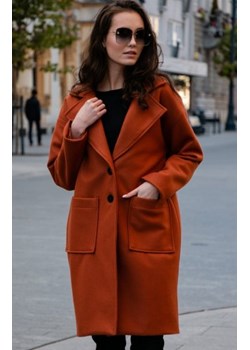 Elegancki oversizowy płaszcz Roco rudy P013 ze sklepu intimiti.pl w kategorii Płaszcze damskie - zdjęcie 187894691