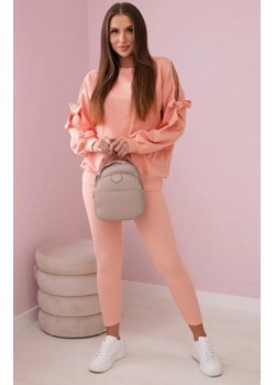 Komplet bluza z kokardą na rękawach i legginsy łososiowy ze sklepu intimiti.pl w kategorii Dresy damskie - zdjęcie 187894880