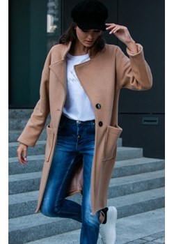 Elegancki płaszcz alpaki karmelowy P011 ze sklepu intimiti.pl w kategorii Płaszcze damskie - zdjęcie 187894881
