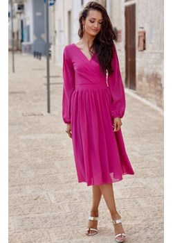 Szyfonowa sukienka midi amarantowa 0372 ze sklepu intimiti.pl w kategorii Sukienki - zdjęcie 187895034