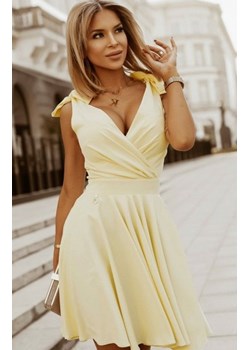 Wizytowa sukienka z kokardkami żółta 2209-09 ze sklepu intimiti.pl w kategorii Sukienki - zdjęcie 187895074