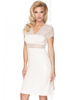 Elegancka koszulka nocna damska ecru Cameron ze sklepu intimiti.pl w kategorii Koszule nocne - zdjęcie 187895433