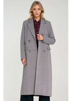 Nife płaszcz dwurzędowy w jodełkę z klasycznym kołnierzem ze sklepu intimiti.pl w kategorii Płaszcze damskie - zdjęcie 187895544