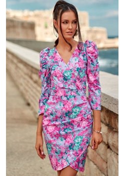 Roco 329 dopasowana mini sukienka w kwiaty E16 ze sklepu intimiti.pl w kategorii Sukienki - zdjęcie 187895562