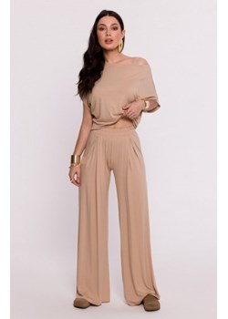 Bewear B289 spodnie wiskozowe z zakładką beżowe ze sklepu intimiti.pl w kategorii Spodnie damskie - zdjęcie 187895573
