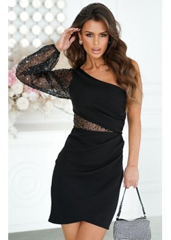 Bicotone mini sukienka cekinowa na jedno ramię czarna ze sklepu intimiti.pl w kategorii Sukienki - zdjęcie 187895643