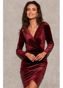Sukienka ołówkowa welur bordowa 0318 połysk ze sklepu intimiti.pl w kategorii Sukienki - zdjęcie 187895752