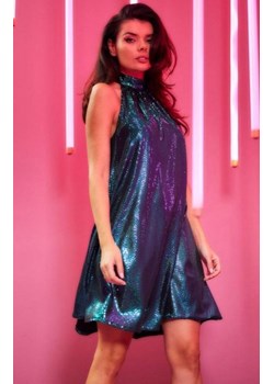 Rozkloszowana mini sukienka połyskująca A563 ze sklepu intimiti.pl w kategorii Sukienki - zdjęcie 187895821