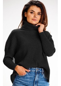 Awama A615 prążkowany sweter z golfem czarny ze sklepu intimiti.pl w kategorii Swetry damskie - zdjęcie 187895970