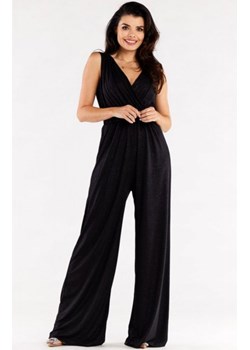 Awama A552 błyszczący kombinezon wieczorowy czarny ze sklepu intimiti.pl w kategorii Kombinezony damskie - zdjęcie 187896124