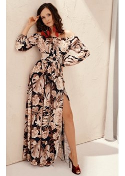 Elegancka długa sukienka w kwiaty 245/L11 ze sklepu intimiti.pl w kategorii Sukienki - zdjęcie 187896181