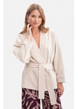 Bewear B297 blezer narzutka z paskiem beżowa ze sklepu intimiti.pl w kategorii Marynarki damskie - zdjęcie 187896240