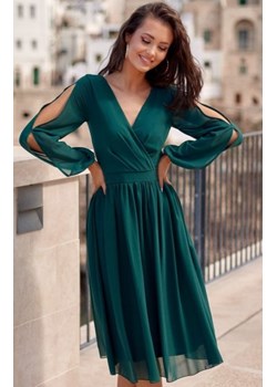 Szyfonowa sukienka midi zielona 0372 ze sklepu intimiti.pl w kategorii Sukienki - zdjęcie 187896252