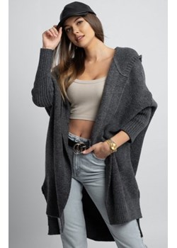 Osher asymetryczny kardigan damski z kapturem grafitowy ze sklepu intimiti.pl w kategorii Swetry damskie - zdjęcie 187896552