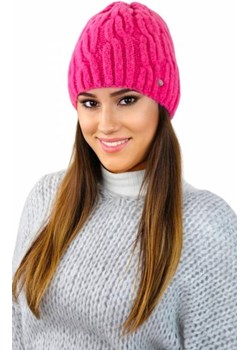 Kamea Gizma puszysta zimowa czapka na polarze różowa ze sklepu intimiti.pl w kategorii Czapki zimowe damskie - zdjęcie 187896630