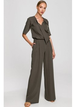 Moe M703 kombinezon damski z szerokimi nogawkami khaki ze sklepu intimiti.pl w kategorii Kombinezony damskie - zdjęcie 187896780