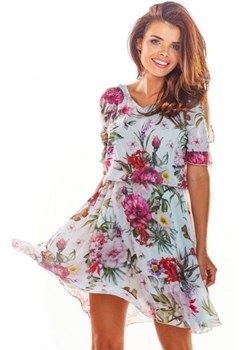 Zwiewna sukienka w biały wzór A295 ze sklepu intimiti.pl w kategorii Sukienki - zdjęcie 187896790