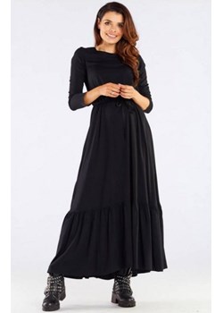 Długa sukienka z falbaną czarna A455 ze sklepu intimiti.pl w kategorii Sukienki - zdjęcie 187896991