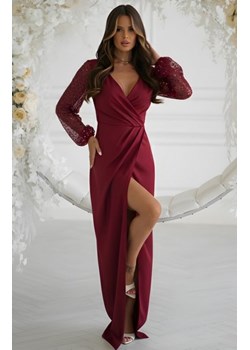 Bicotone długa sukienka z cekinowymi rękawami bordowa ze sklepu intimiti.pl w kategorii Sukienki - zdjęcie 187897091